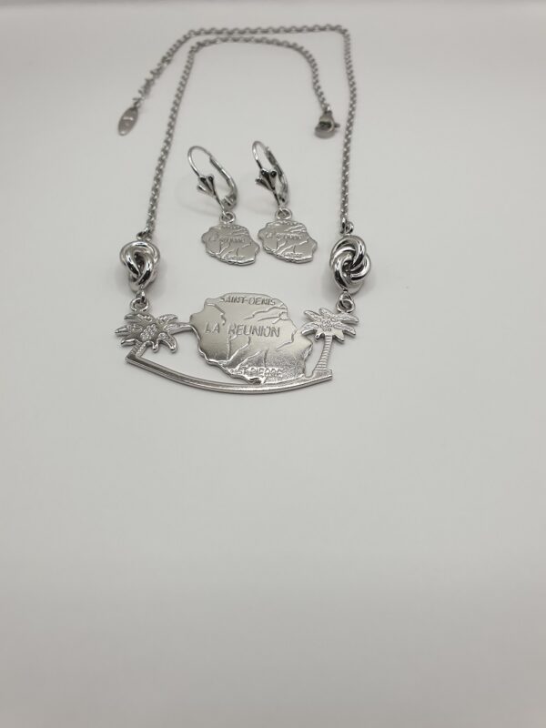 Collier & boucles ethniques REUNION BLANC