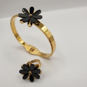 bracelet bague acier femme flora, sur moderne-bijoux.fr - Bijoux ethniques et Femmes du monde