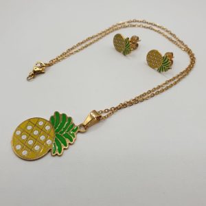 chaine boucles acier ananas , sur moderne-bijoux.fr - Bijoux ethniques & Femmes du monde