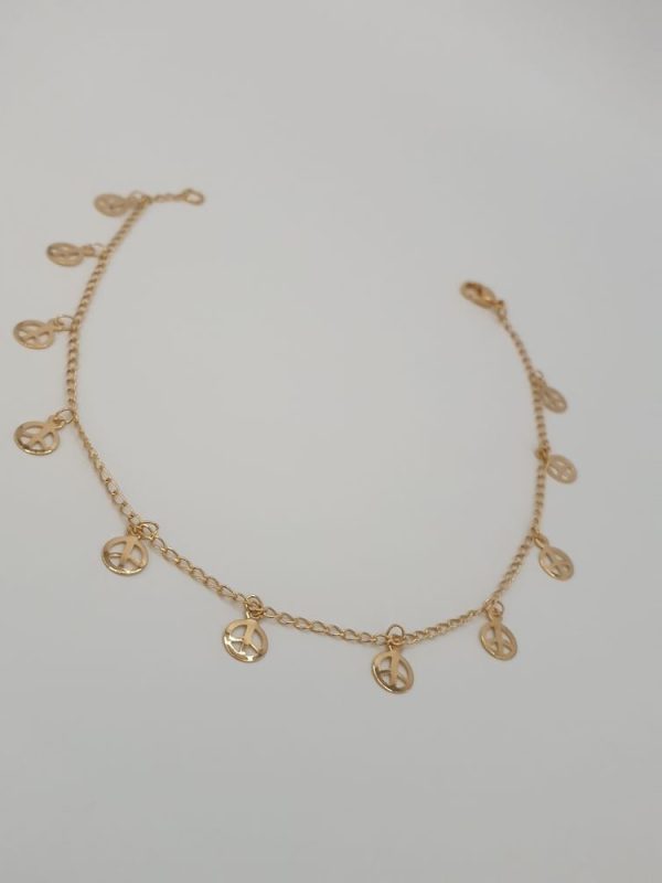 chaine cheville plaqué or peace , moderne-bijoux.fr - Bijoux ethniques & Femmes du monde