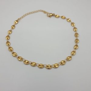 chaine cheville grain de café acier inoxydable, sur moderne-bijoux.fr - Bijoux ethnique & Femmes du monde
