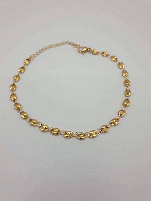 chaine cheville grain de café acier inoxydable, sur moderne-bijoux.fr - Bijoux ethnique & Femmes du monde