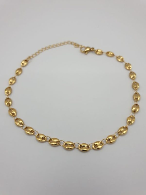 chaine cheville grain de café acier inoxydable, sur moderne-bijoux.fr - Bijoux ethnique & Femmes du monde