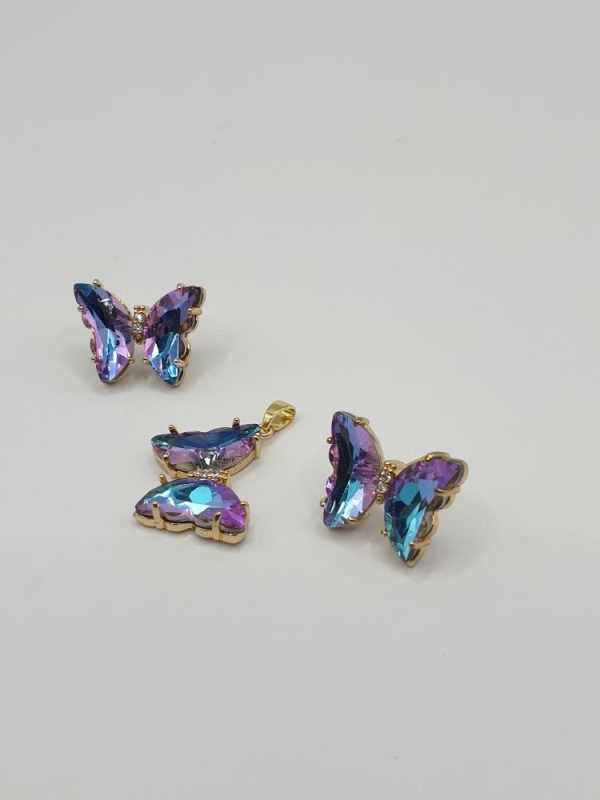 Collier & boucles en acier papillon , sur moderne-bijoux.fr - Bijoux ethniques & Femmes du monde