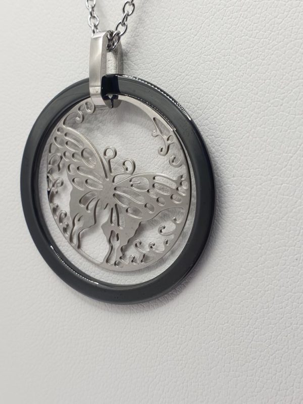 chaine acier inoxydable papillon, sur moderne-bijoux.fr - bijoux ethniques & Femmes du monde