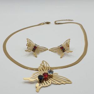 collier & boucles acier inoxydable papillona , sur moderne-bijoux.fr - bijoux ethniques & Femmes du monde
