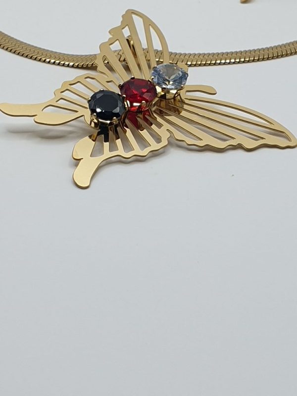 collier & boucles acier inoxydable papillona , sur moderne-bijoux.fr - bijoux ethniques & Femmes du monde