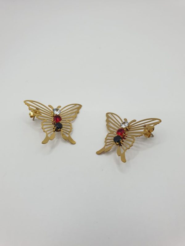 collier & boucles acier inoxydable papillona , sur moderne-bijoux.fr - bijoux ethniques & Femmes du monde