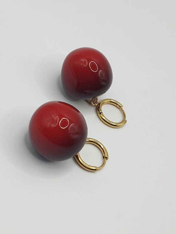 Boucles oreilles acier inoxydable cerise , sur moderne-bijoux.fr - Bijoux ethniques & Femmes du monde