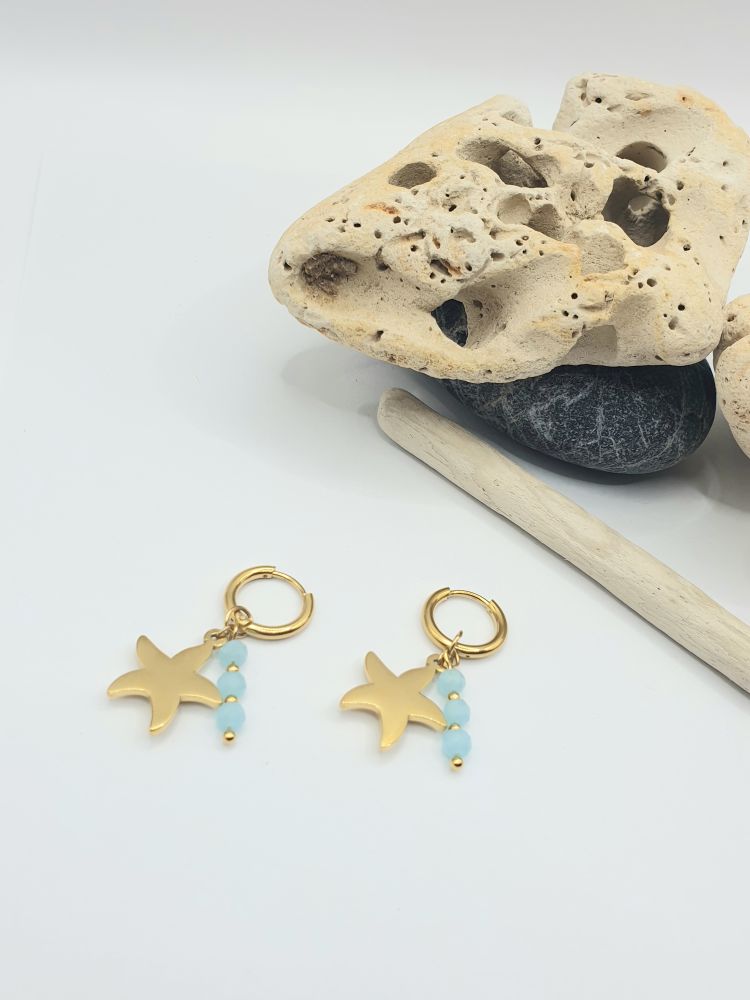 boucles oreilles acier inoxydable etoile-de-mer-oceana , sur moderne-bijoux.fr - Bijoux ethniques & Femmes du monde