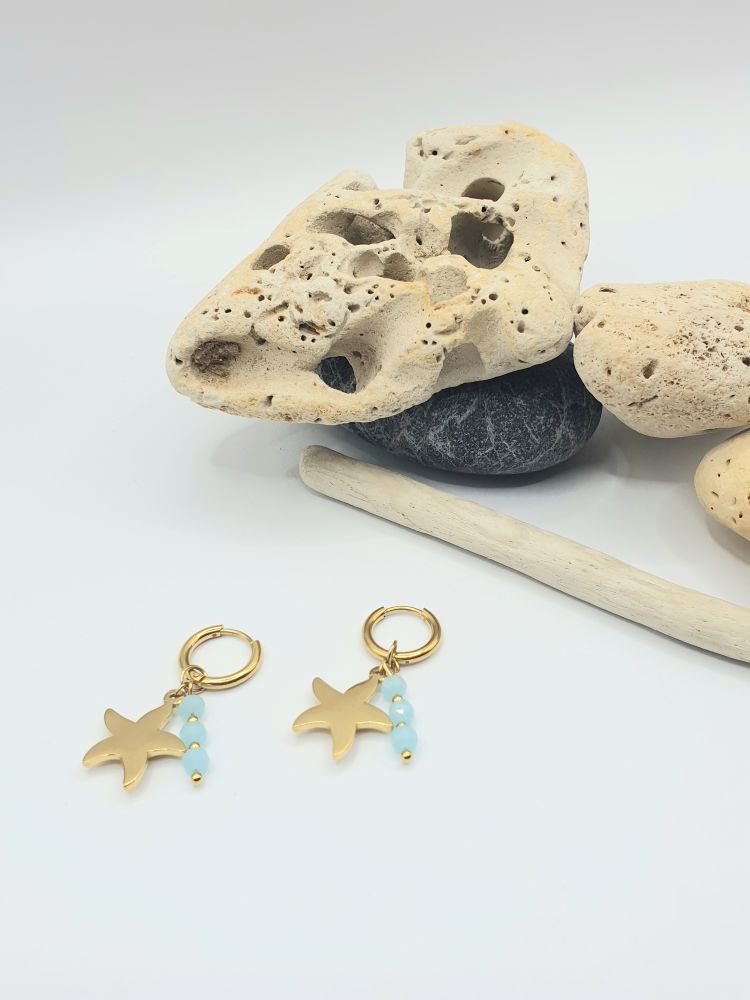 boucles oreilles acier inoxydable etoile-de-mer-oceana , sur moderne-bijoux.fr - Bijoux ethniques & Femmes du monde