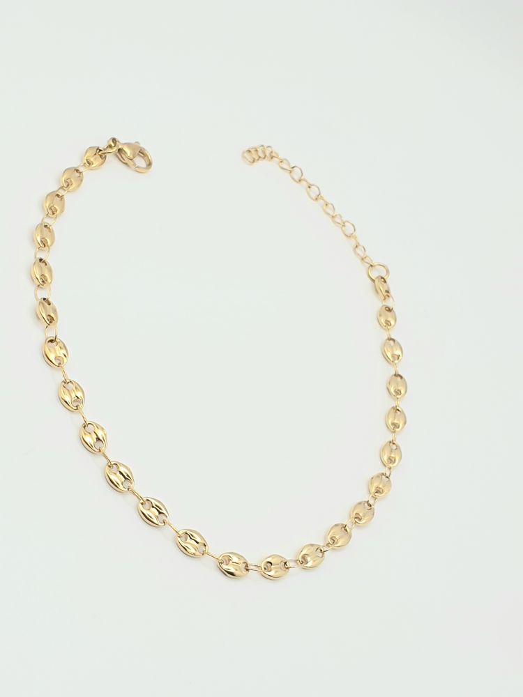chaine cheville acier inoxydable grain de café , sur moderne-bijoux.fr - Bijoux ethniques & Femmes du monde