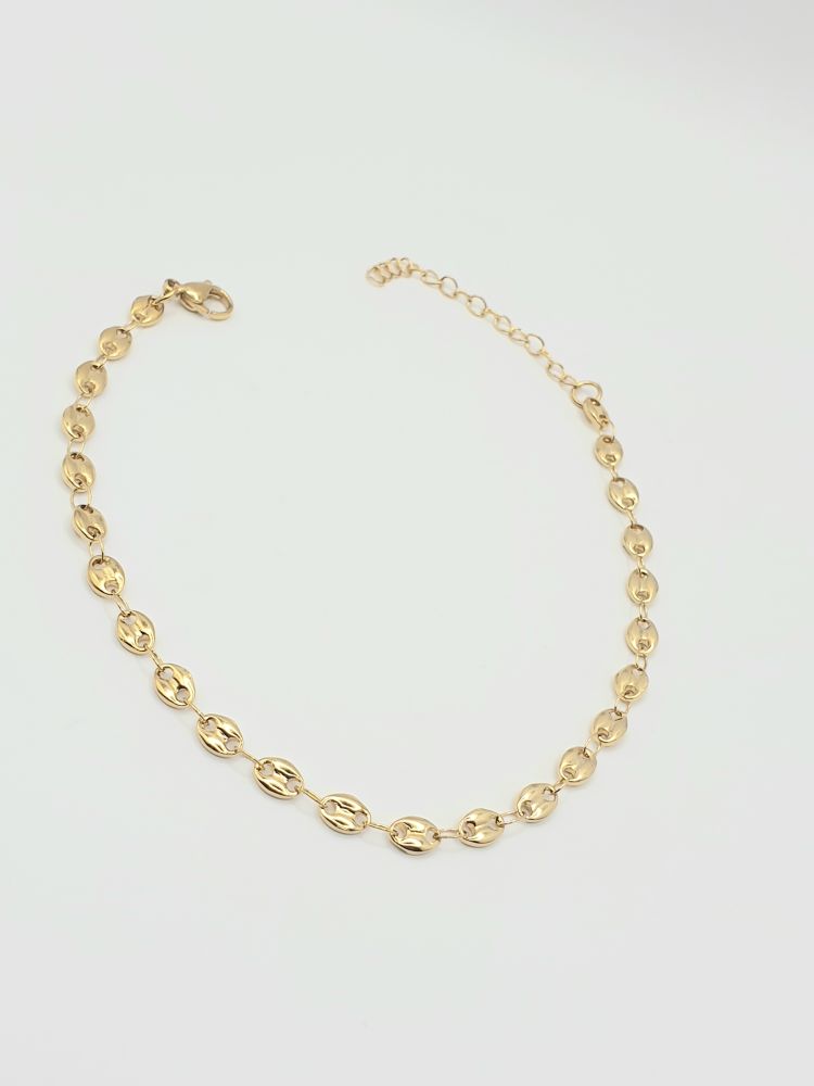 chaine cheville acier inoxydable grain de café , sur moderne-bijoux.fr - Bijoux ethniques & Femmes du monde