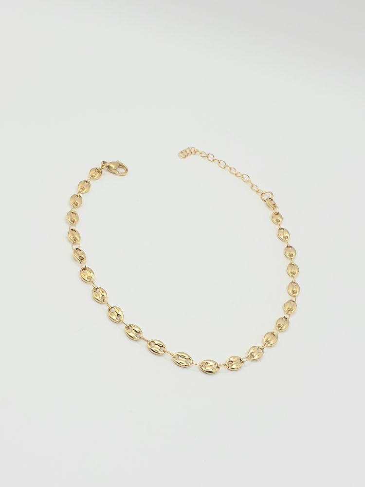 chaine cheville acier inoxydable grain de café , sur moderne-bijoux.fr - Bijoux ethniques & Femmes du monde