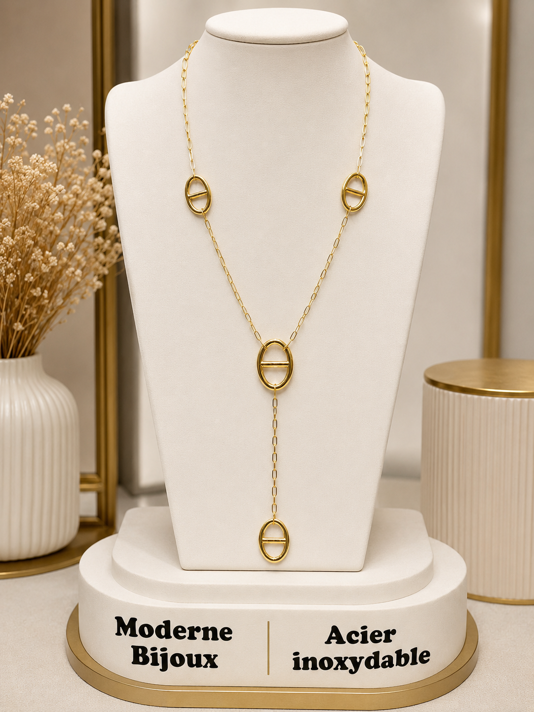 Collier maille marine acier inoxydable martina , sur moderne-bijoux.fr - Bijoux ethniques & Femmes du monde