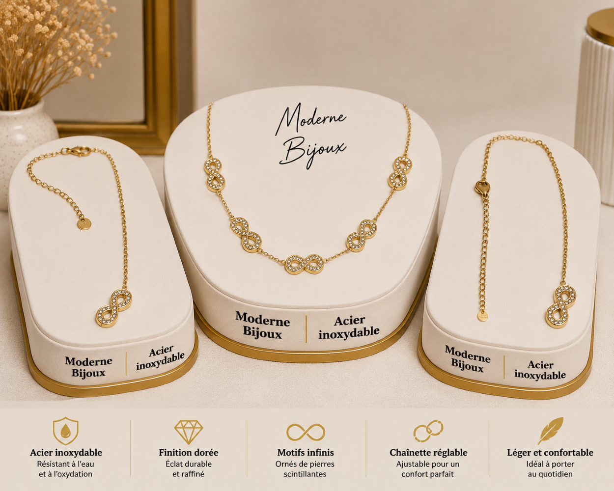 collier acier inoxydable infiniti , sur moderne-bijoux.fr - Bijoux ethniques & Femmes du monde