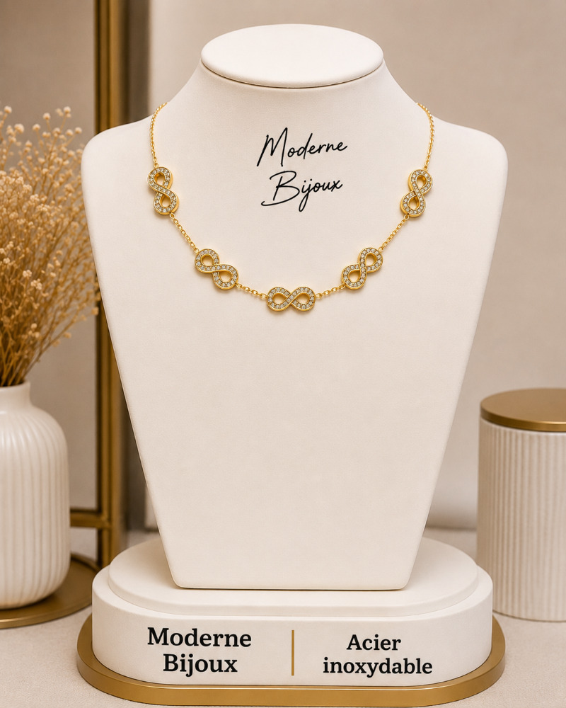 collier acier inoxydable infiniti , sur moderne-bijoux.fr - Bijoux ethniques & Femmes du monde