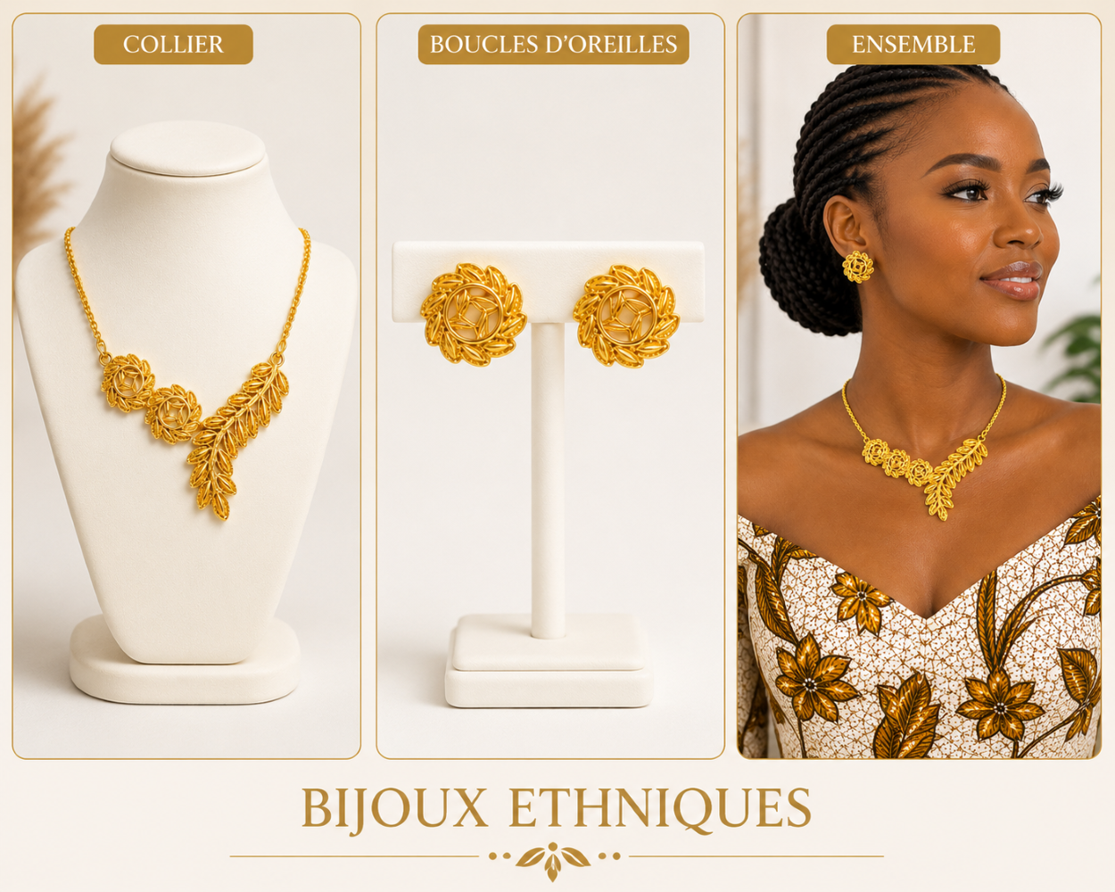 collier & boucles d'oreilles ethniques lindani , sur moderne-bijoux .fr - Bijoux ethnique & Femmes du monde