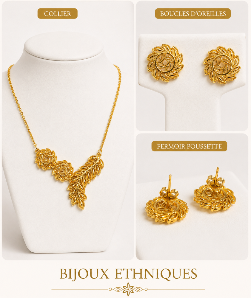 collier & boucles d'oreilles ethniques lindani , sur moderne-bijoux .fr - Bijoux ethnique & Femmes du monde