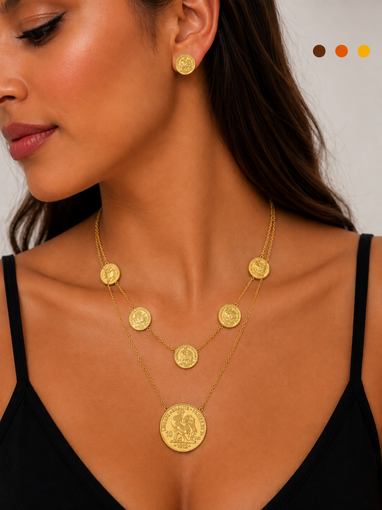collier boucles acier pietra , sur moderne-bijoux.fr - Bijoux ethniques & Femmes du monde