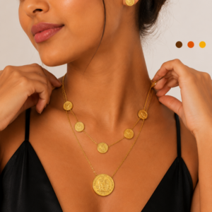 collier boucles acier pietra , sur moderne-bijoux.fr - Bijoux ethniques & Femmes du monde