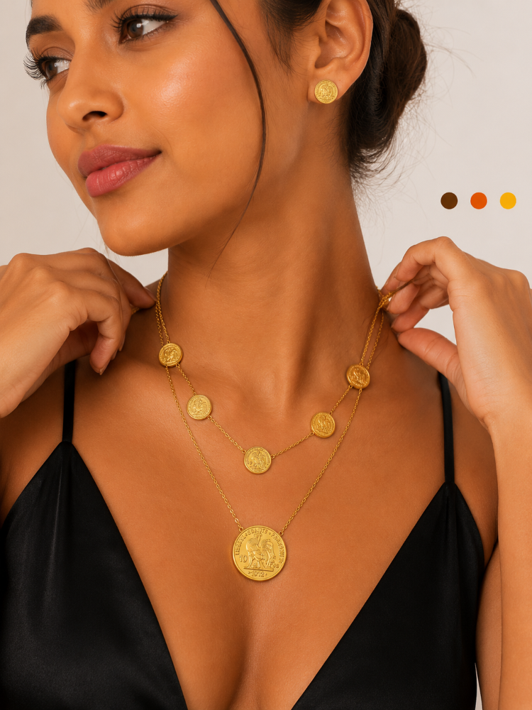collier boucles acier pietra , sur moderne-bijoux.fr - Bijoux ethniques & Femmes du monde