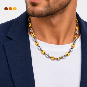 Collier acier inoxydable grain de café armand , sur moderne-bijoux.fr - Bijoux ethniques & Femmes du monde