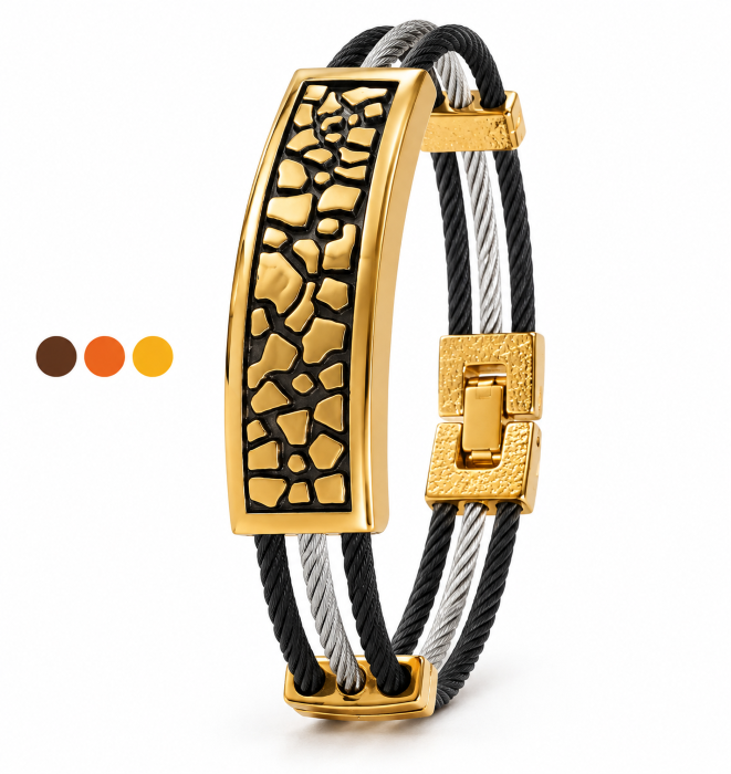 bracelet acier inoxydable leon , sur moderne-bijoux.fr - Bijoux ethniques & Femmes du monde
