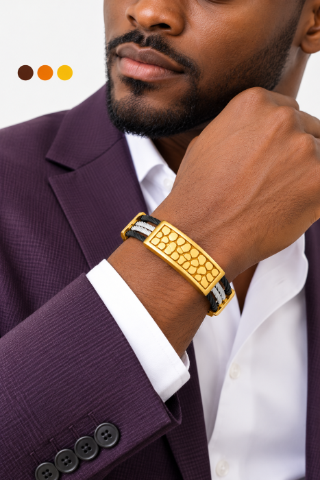 bracelet acier inoxydable leon , sur moderne-bijoux.fr - Bijoux ethniques & Femmes du monde