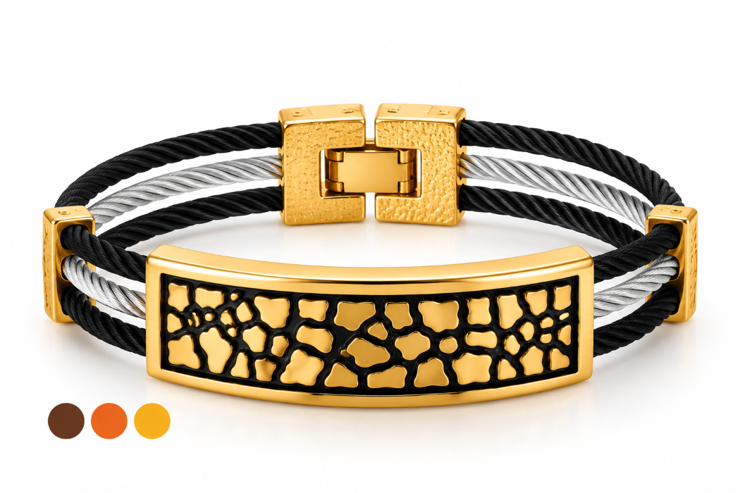 bracelet acier inoxydable leon , sur moderne-bijoux.fr - Bijoux ethniques & Femmes du monde
