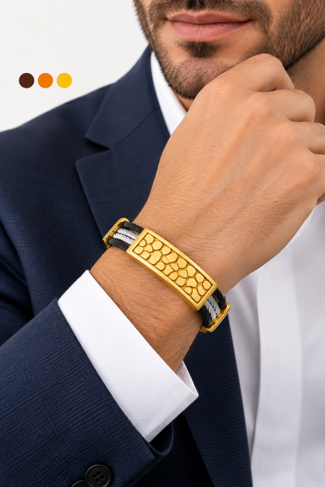 bracelet acier inoxydable leon , sur moderne-bijoux.fr - Bijoux ethniques & Femmes du monde