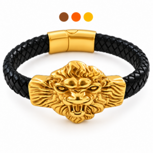 bracelet acier inoxydable- cuir teodor , sur moderne-bijoux.fr - Bijoux ethniques & Femmes du monde