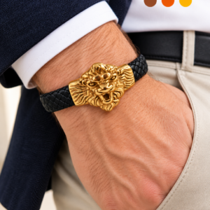 bracelet acier inoxydable- cuir teodor , sur moderne-bijoux.fr - Bijoux ethniques & Femmes du monde