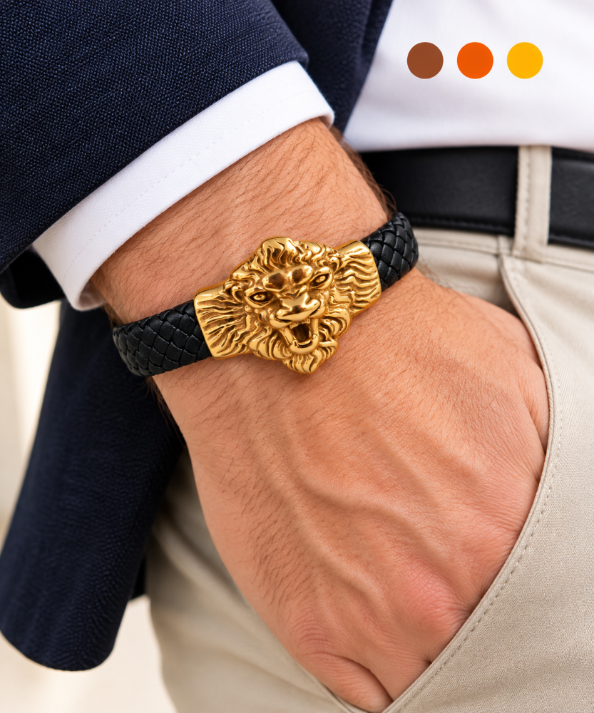 bracelet acier inoxydable- cuir teodor , sur moderne-bijoux.fr - Bijoux ethniques & Femmes du monde