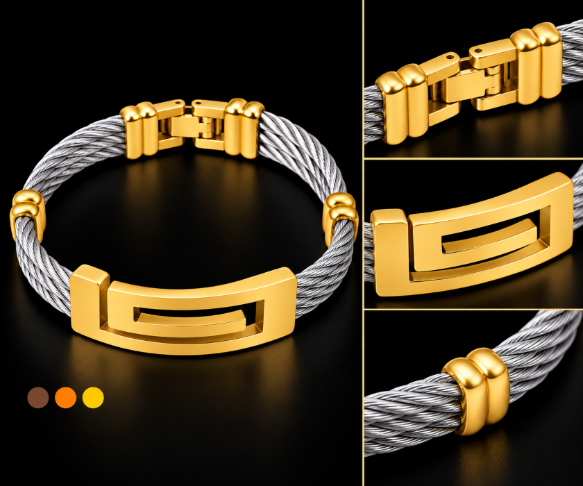 bracelet homme acier inoxydable teodor , sur moderne-bijoux.fr - Bijoux ethniques & Femmes du monde