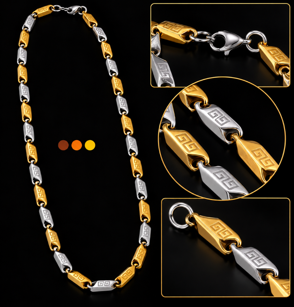 chaine de cou homme acier inoxydable homme alpha , sur moderne-bijoux.fr - Bijoux ethniques & Femmes du monde