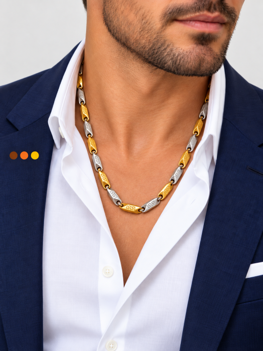 chaine de cou homme acier inoxydable homme alpha , sur moderne-bijoux.fr - Bijoux ethniques & Femmes du monde