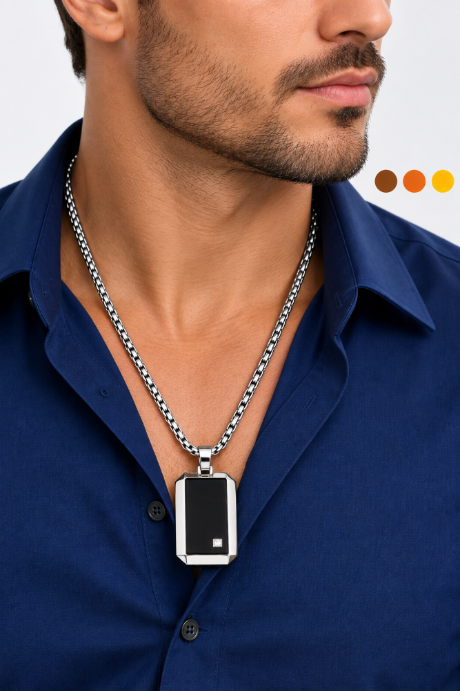 chaine de cou acier inoxydable marcus , sur moderne-bijoux.fr - Bijoux ethniques & Femmes du monde