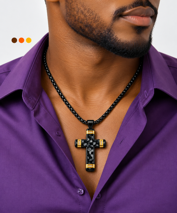 collier homme croix acier inoxydable tux , sur moderne-bijoux.fr - Bijoux ethniques & Femmes du monde