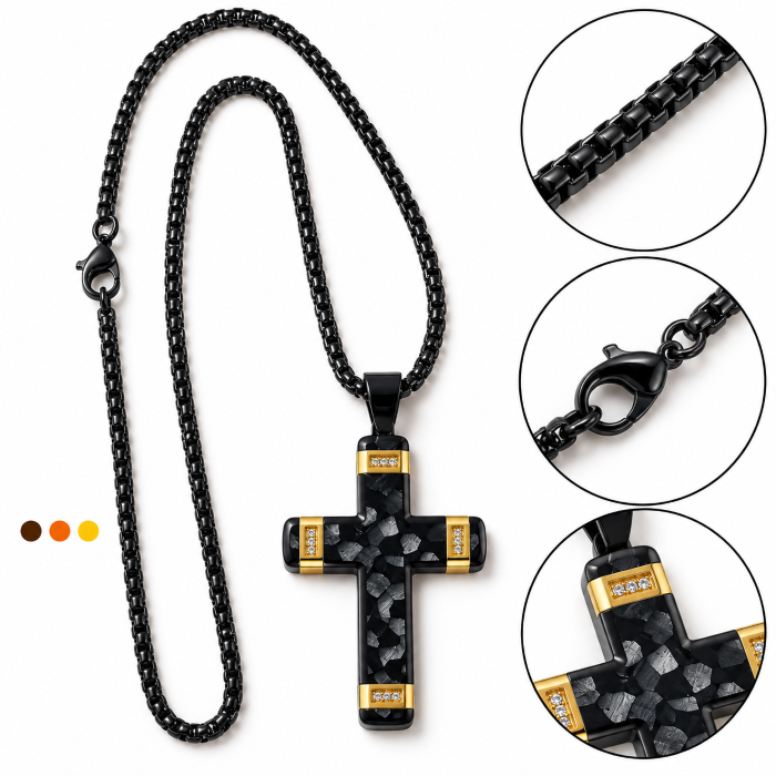collier homme croix acier inoxydable tux , sur moderne-bijoux.fr - Bijoux ethniques & Femmes du monde