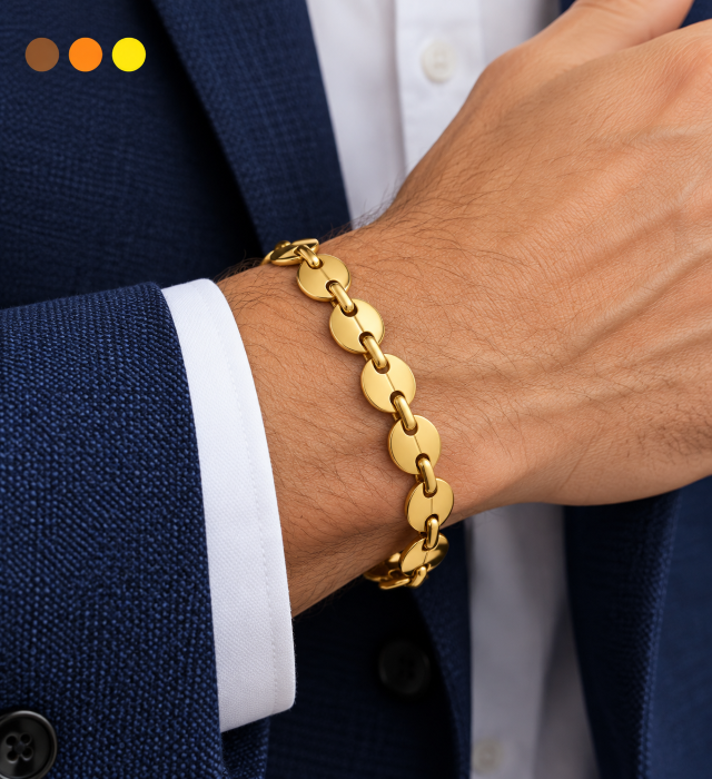 Bracelet homme grain de café acier inoxydable ted , sur moderne-bijoux.fr - Bijoux ethniques & Femmes du monde