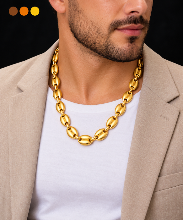 Chaine de cou acier inoxydable lamine , sur moderne-bijoux.fr - Bijoux ethniques & Femmes du monde