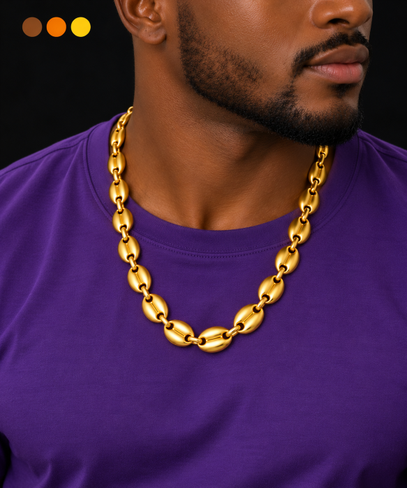 Chaine de cou acier inoxydable Lamine , sur moderne-bijoux.fr - Bijoux ethniques & Femmes du monde