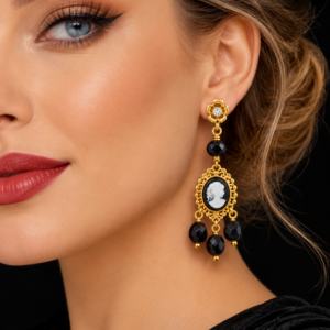 boucles oreilles acier inoxydable-camée , sur moderne bijoux.fr - Bijoux ethnique & Femmes du monde