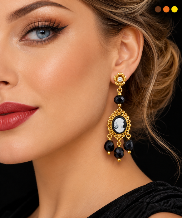 boucles oreilles acier inoxydable-camée , sur moderne bijoux.fr - Bijoux ethnique & Femmes du monde
