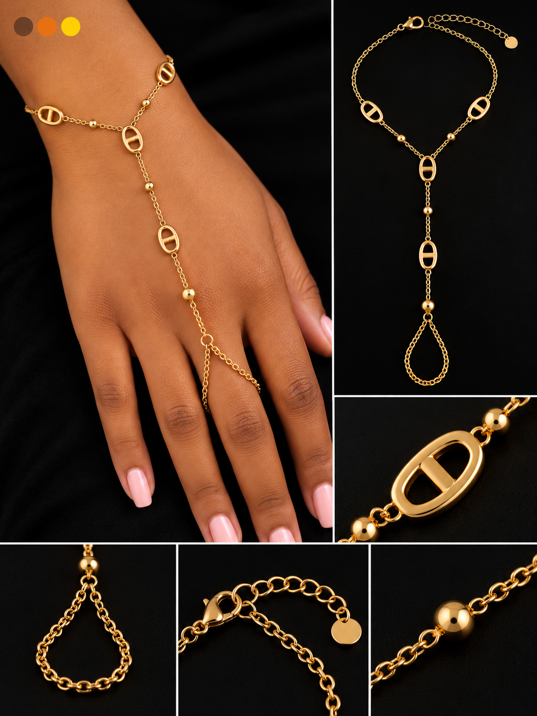 Chaine de main en acier inoxydable GUETTY, sur moderne-bijoux.fr - Bijoux ethniques & Femmes du monde