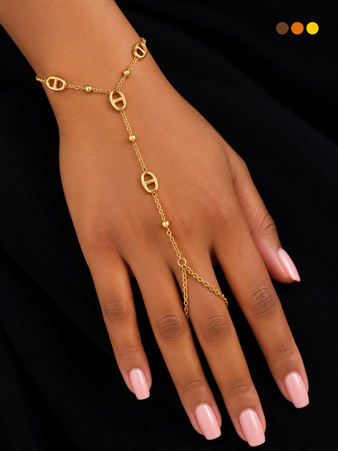Chaine de main en acier inoxydable GUETTY, sur moderne-bijoux.fr - Bijoux ethniques & Femmes du monde