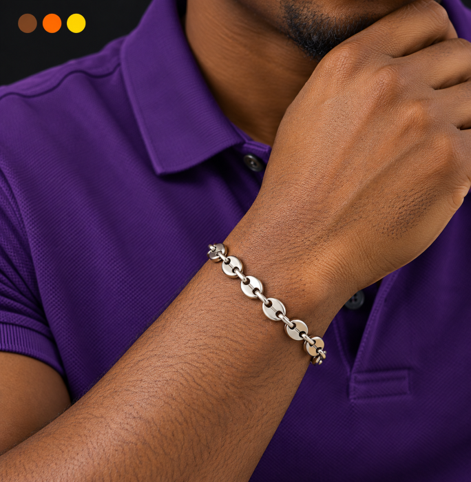 bracelet homme acier inoxydable gaston , sur moderne-bijoux.fr - Bijoux ethniques & Femmes du monde