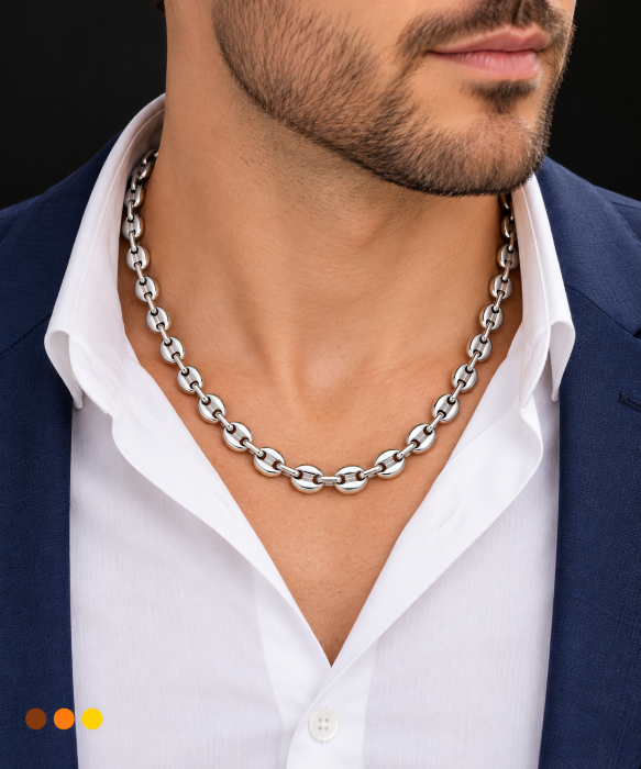 chaine de cou homme acier inoxydable lassana , sur moderne-bijoux.fr - Bijoux ethniques & Femmes du monde
