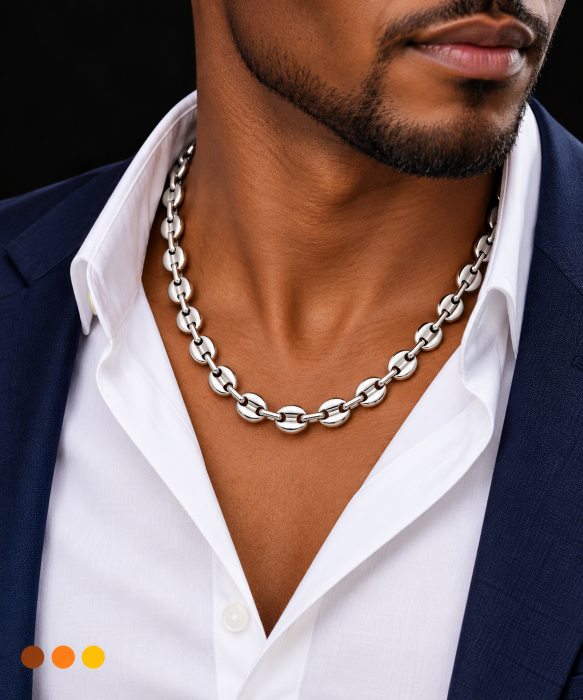 chaine de cou homme acier inoxydable lassana , sur moderne-bijoux.fr - Bijoux ethniques & Femmes du monde